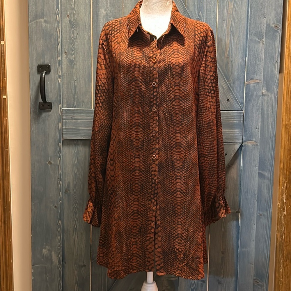 Missguided Auburn & Black Snake Print Dress Size 6